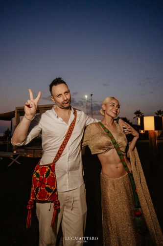 White Dress beach party at Savoy Beach Club Paestum for a destination wedding.