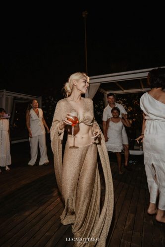 White Dress beach party at Savoy Beach Club Paestum for a destination wedding.