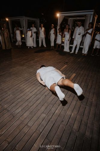 White Dress beach party at Savoy Beach Club Paestum for a destination wedding.