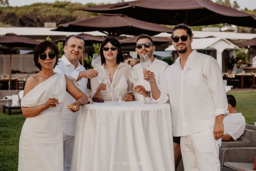 White Dress beach party at Savoy Beach Club Paestum for a destination wedding.